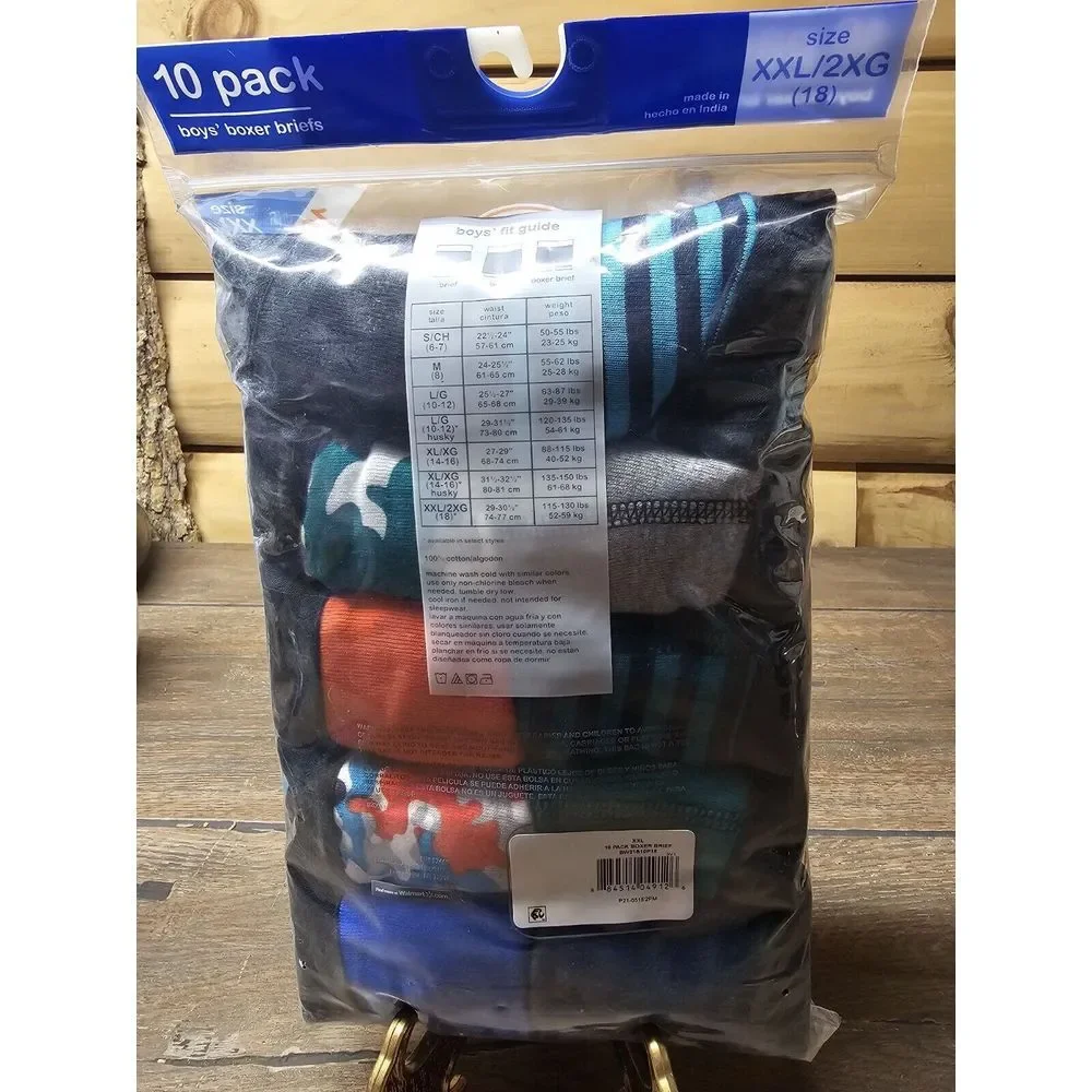Boy's Boxer Briefs 10-Pack XXL/ XXG (18)‎  Boys Boxer Briefs Wonder Nation Brand